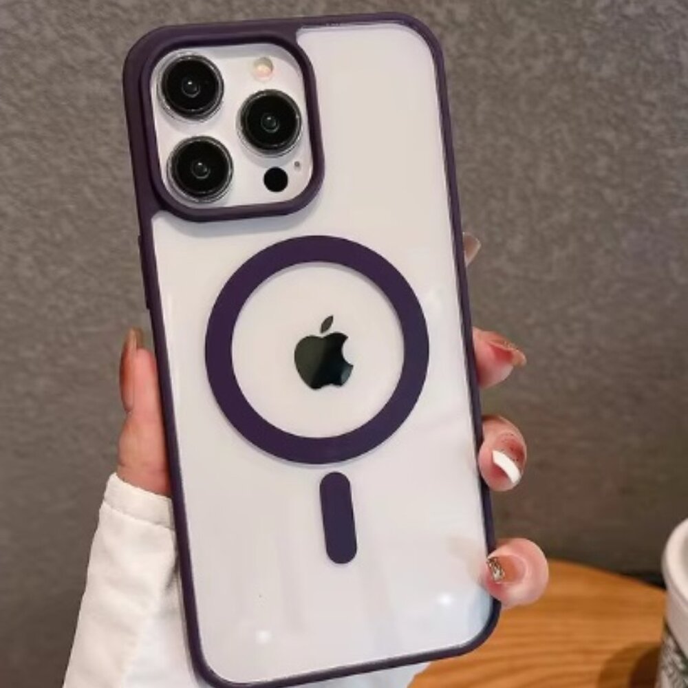 Chic Stylish iPhone 16 Plus Pink Purple Black Magsafe Case BriskeyBaby